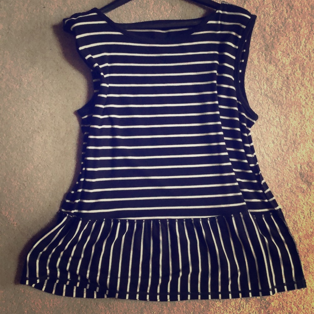 Peplum black and white top
